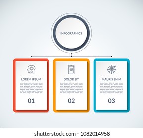 Infographic chart of 3 tabs, options, bars. Can be used as a diagram, graph, data table for business infographics, presentation, annual report, web design.