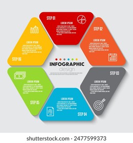 Infographic chart 6 step for business information.	