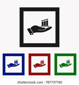 Infographic. Chart with arrow up icon. Growing graph symbol.