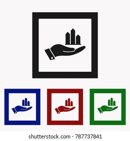 Infographic. Chart with arrow up icon. Growing graph simbol.