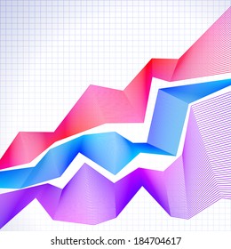 Infographic chart with blended red and blue graphs