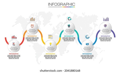 Infographic chart with business concept, 6 options can be used for business concept with 6 steps.