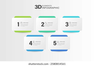 Infographic chart design. Business analytics infochart with thin line icons and 5 steps