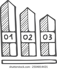 Infographic chart element doodle. Hand drawn labels