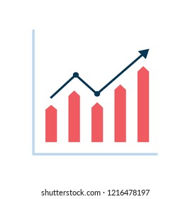 Infographic. Chart icon. Growing graph symbol. Bar chart Icon