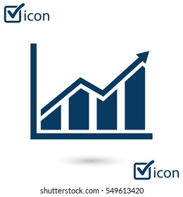 Infographic. Chart icon. Growing graph simbol. Flat design style.