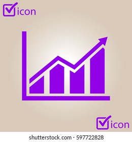 Infographic. Chart icon. Growing graph simbol. Flat design style.
