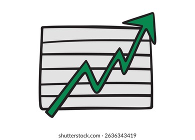 infographic chart positive rise business arrow icon doodle hand drawn. colorful cartoon line drawing clipart symbol business boom . Vector illustration