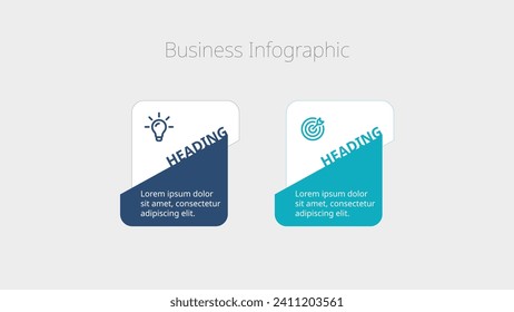 Infographic chart template for streamlined research and business success. 2 options guide a visually effective data presentation (PPT). Workflow layout, banner, flow chart, info graph.