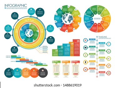 Infographic chart templates collection. vector illustration