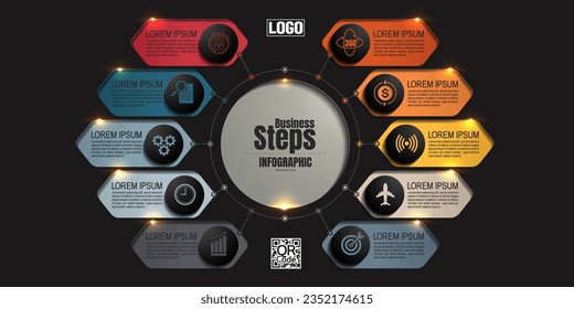 Infographic Chart Templates, Minimalistic Designs for Presentations and Financial Reports, Annual Reports, and Advertising, Black Background Concepts,Versatile Layouts, Data-driven