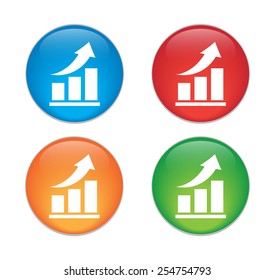 Infographic chart vector Glass Button Icon Set.