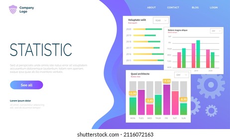 Infographic chart vector template. Annual statistics curve graph design. Market data diagrams. Graphic information visualization and analysis. Statistical indicators and frequency of data changes