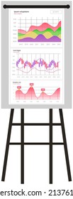 Infographic chart vector template. Annual statistics curve graph design. Market data diagrams. Graphic information visualization and analysis. Statistical indicators and frequency of data changes