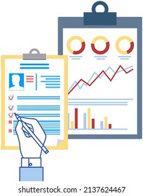 Infografik, Vektorvorlage. Entwurf der jährlichen Statistik-Kurve. Marktdatendiagramme. Visualisierung und Analyse grafischer Informationen. Statistische Indikatoren und Häufigkeit von Datenänderungen