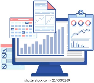 Infographic chart vector template. Annual statistics curve graph design. Market data diagrams. Graphic information visualization and analysis. Statistical indicators and frequency of data changes