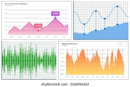 Infographic Chart Vector Template. Annual Statistics Curve Graph Design. Market Data Diagrams. Graphic Information Visualization And Analysis. Statistical Indicators And Frequency Of Data Changes