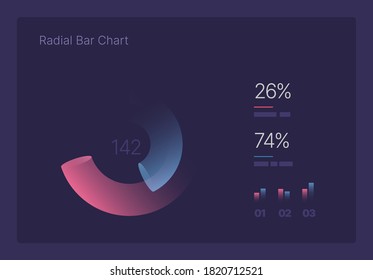 Infographic Charts For Business Layout, Presentation Template And Finance Report. Data Visualization With Radial Bar Chart.