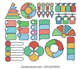 Conjunto de Ilustraciones vectoriales de gráficos de infografía