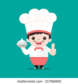 infographic chef flat design cartoon eps 10 vector