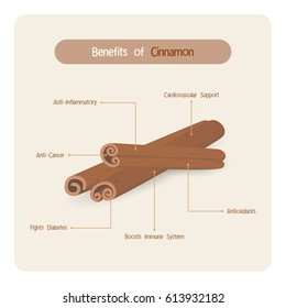 Infographic for cinnamon benefits with handwriting font style