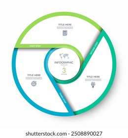 Infographic circle with 3 options. 3-step process chart, cycle diagram. Can be used for visualizing data, business presentation, report, brochure, web design.