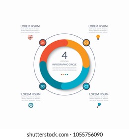 Infographic circle. 4 options, steps, parts. Business concept for diagram, graph, chart. Vector template