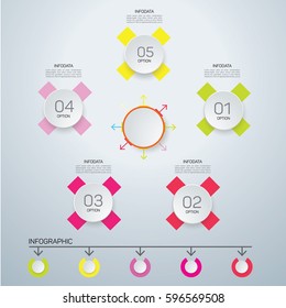 Infographic circle with 5 options. Round chart for busines infographic.
