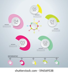Infographic circle with 5 options. Round chart for busines infographic.