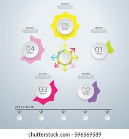 Infographic circle with 5 options. Round chart for busines infographic.