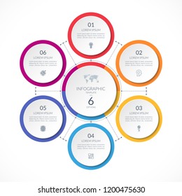 Infographic circle with 6 options. Can be used for graph, diagram, chart, presentation, report, web design. Vector illustration