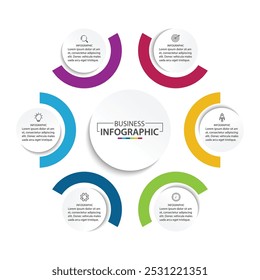 Círculo de infografía con 6 opciones. Ilustración vectorial