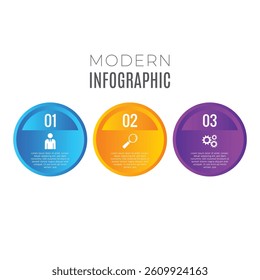Infographic circle chart list 3 step editable presentation template design
