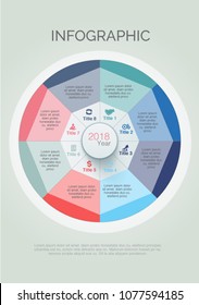 infographic Circle chart infographic template with 8 options for presentations, advertising, layouts, annual reports