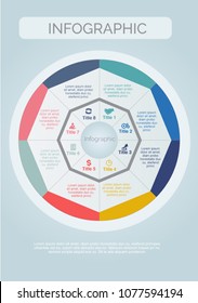 infographic Circle chart infographic template with 8 options for presentations, advertising, layouts, annual reports