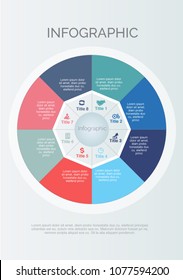 infographic Circle chart infographic template with 8 options for presentations, advertising, layouts, annual reports