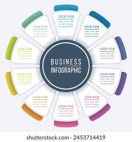 Infographic circle design 10 Steps, objects, elements or options information business infographic template