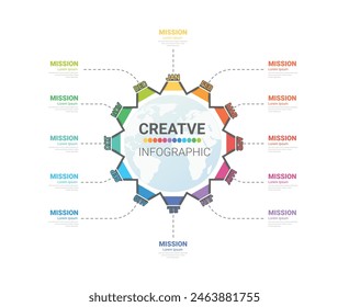 Infographic circle design for 12 options, steps or processes. can be used for Business concept, presentations banner, workflow layout, process diagram, flow chart. Vector illustration.
