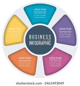 Infographic circle design 5 Steps, objects, elements or options business information