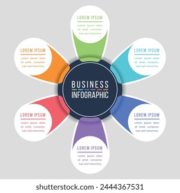 Infographic circle design 6 steps, objects, options or elements business information colorful