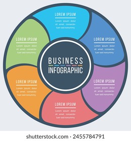 6 pasos, objetos, Elementos u opciones Plantilla colorida de infografía de negocios para información de negocios