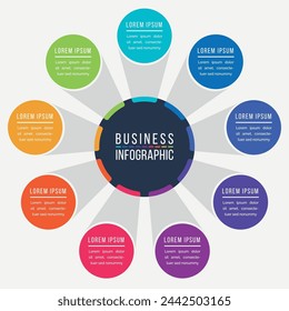 Infografik Kreis Design 9 Schritte, Objekte, Optionen oder Elemente Geschäftsinformationen bunt