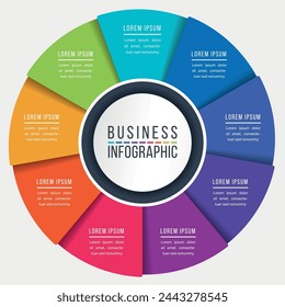 Infographic circle design 9 steps, objects, options or elements business information colorful