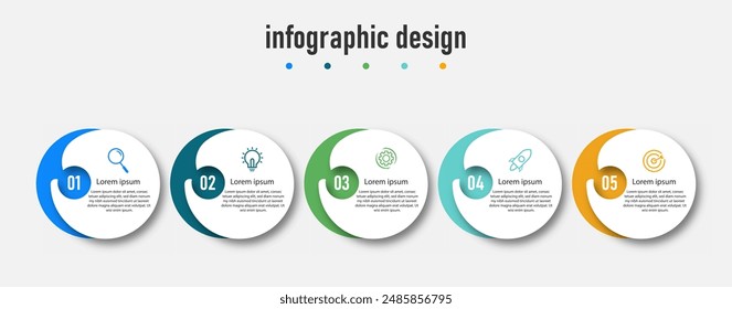 Infographic circle design business with 5 steps, options can be used for workflow diagram, info chart, web design. vector illustration.
