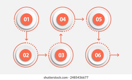 Infographic circle design business with 6 steps, options can be used for workflow diagram, info chart, web design. vector illustration.