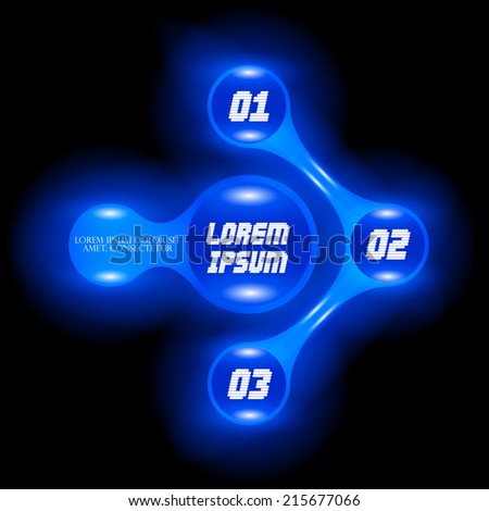 Infographic circle design on the black background and neon numbers