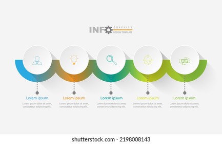 Plantilla de diseño de infografía vectorial con 5 opciones o pasos.