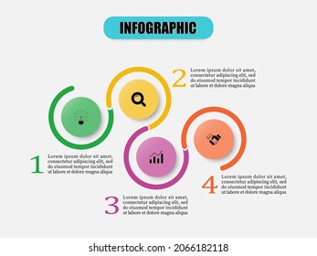 Infographic circle design template four element. Business process present with 4 steps or options. Four features of startup project. Can be used workflow layout, diagram, graph, report, web design.