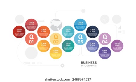 Infografik Zirkeldiagramm 12 Stufen Vorlage für Unternehmen, Präsentation Vektorgrafik Infografiken.