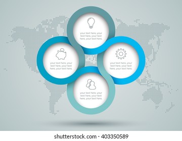 Infographic Circle Diagram With Dots World Map Back Drop